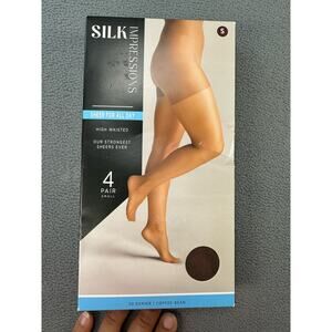 NIB Silk Impressions Sheer High Waisted 4 pair small 20 Denier Black pantyhose‎